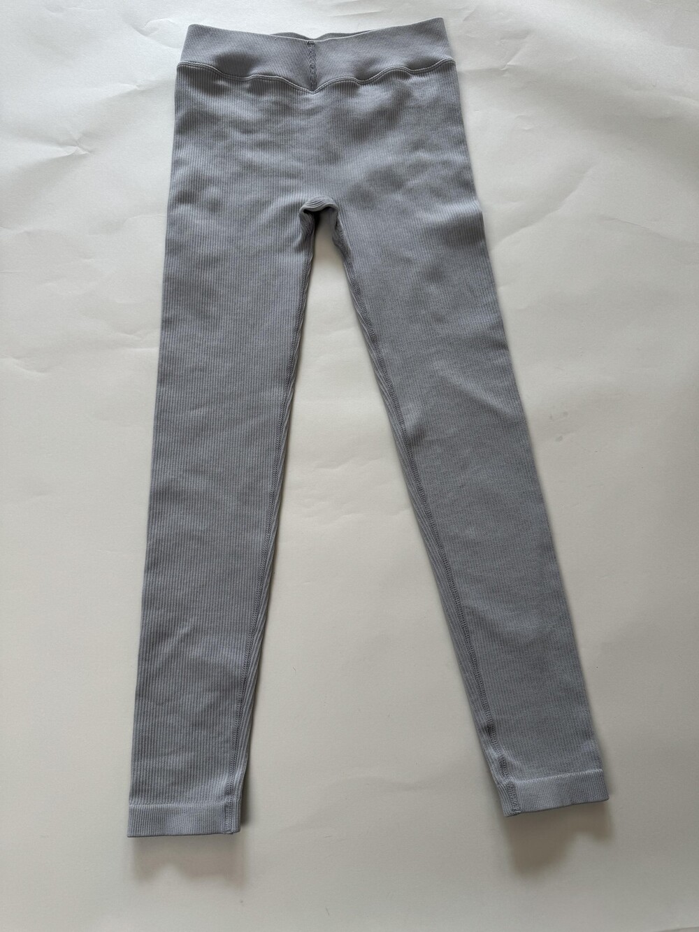 Bo+Tee Leggings Womens Small Gray Ribbed High Waist Seamless Stretch Yoga Pants